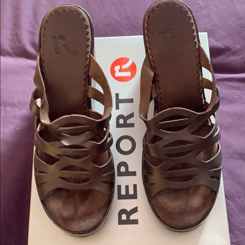 Strappy brown leather sandals